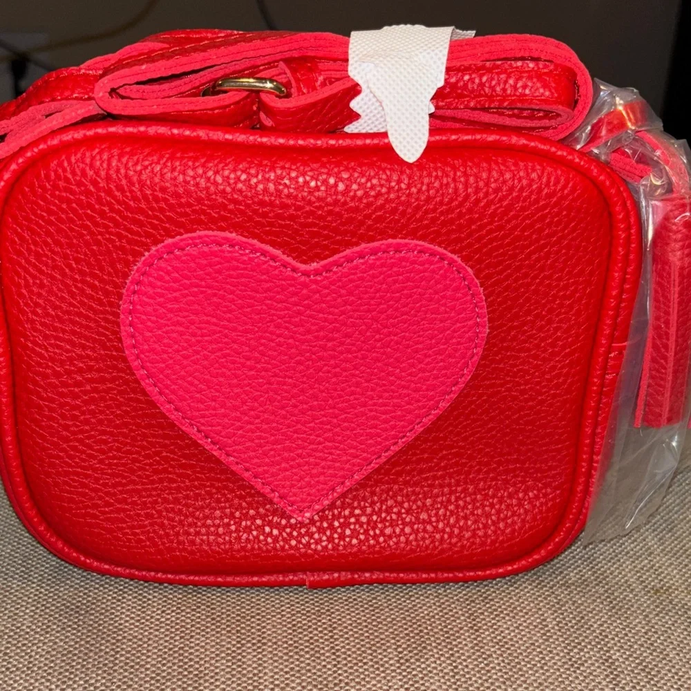 Red Crossbody Bag Pink Heart Tassels New